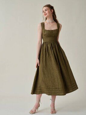 Vetiver 23 Cross Body Linen Dress - Linennaive